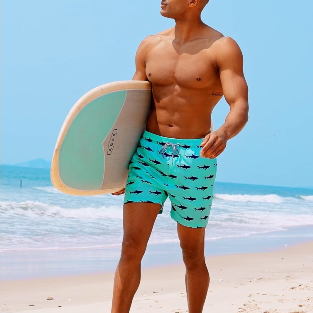 Mens Swim Trunks Swimming Shorts Bathing Suit, Small  X-Large NWT Sharks 🦈